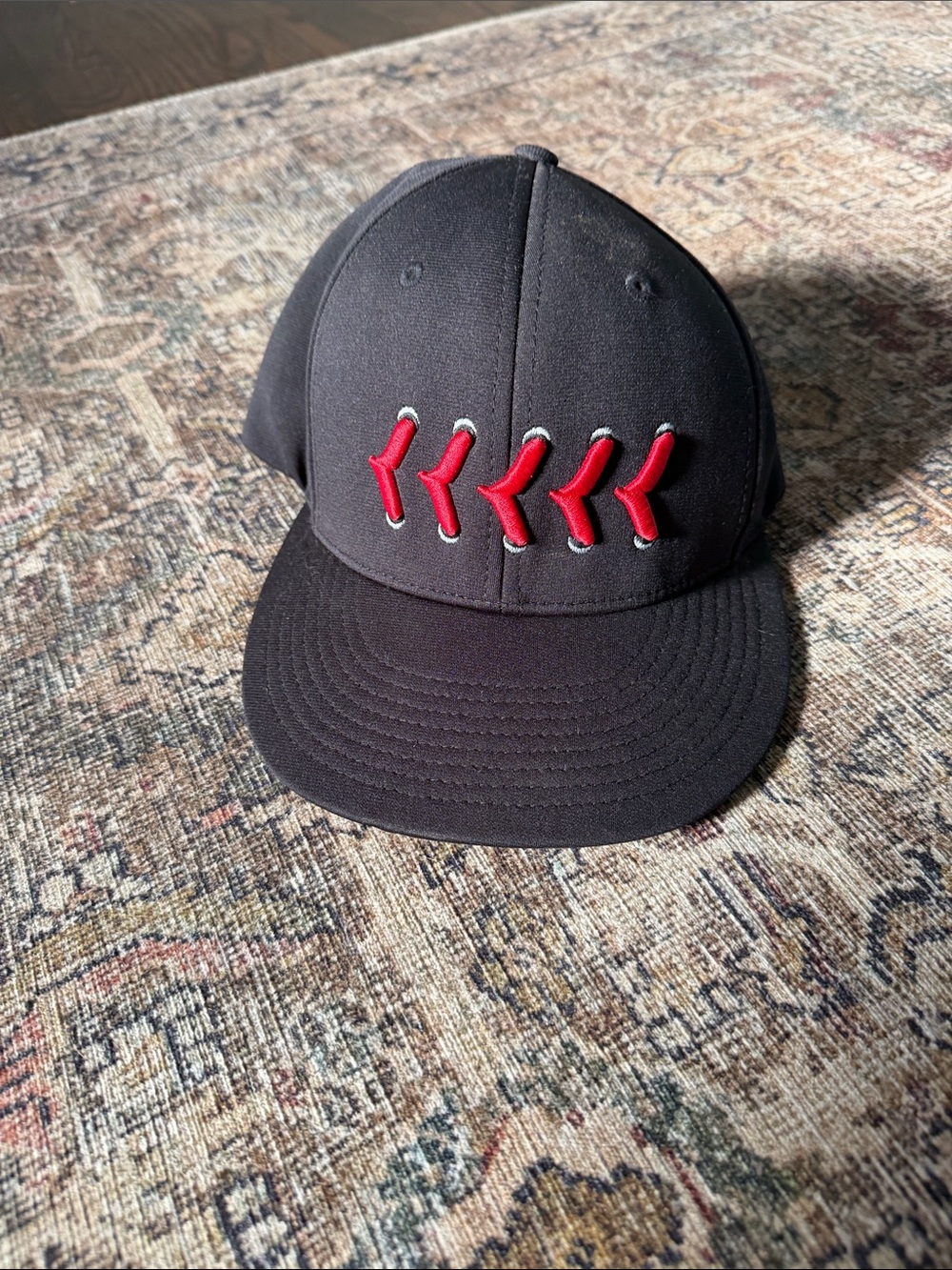 Kids Black Cap with Red Stitch Accent